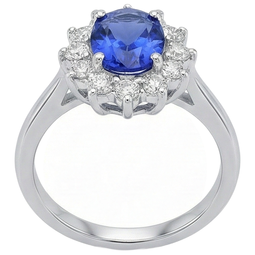 5.60 Ct Tanzanite And Natural Earth Mined Diamonds Wedding Ring White Gold 14K