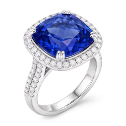5.70 Ct Big Cushion Tanzanite & Round Natural Earth Mined Diamond Ring White Gold 14K