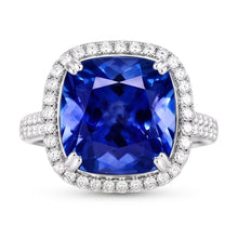 5.70 Ct Big Cushion Tanzanite & Round Natural Earth Mined Diamond Ring White Gold 14K