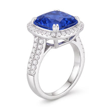 5.70 Ct Big Cushion Tanzanite & Round Natural Earth Mined Diamond Ring White Gold 14K