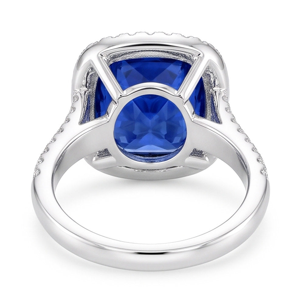 5.70 Ct Big Cushion Tanzanite & Round Natural Earth Mined Diamond Ring White Gold 14K