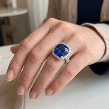 5.70 Ct Big Cushion Tanzanite & Round Natural Earth Mined Diamond Ring White Gold 14K