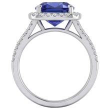 5.70 Ct Big Cushion Tanzanite & Round Natural Earth Mined Diamond Ring White Gold 14K