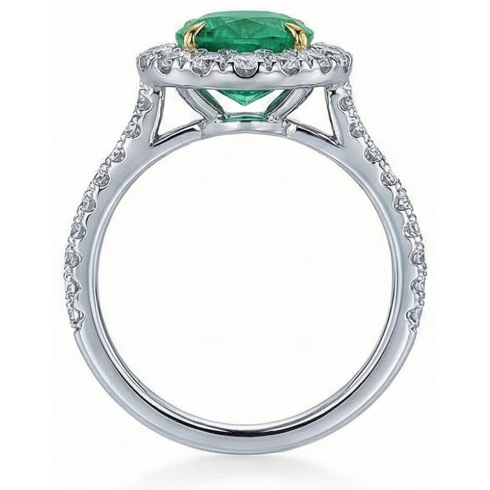 5.75 Carats Natural Earth Mined DIAMOND ( NOT LAB GROWN ) With Green Emerald Ring White Gold 14K