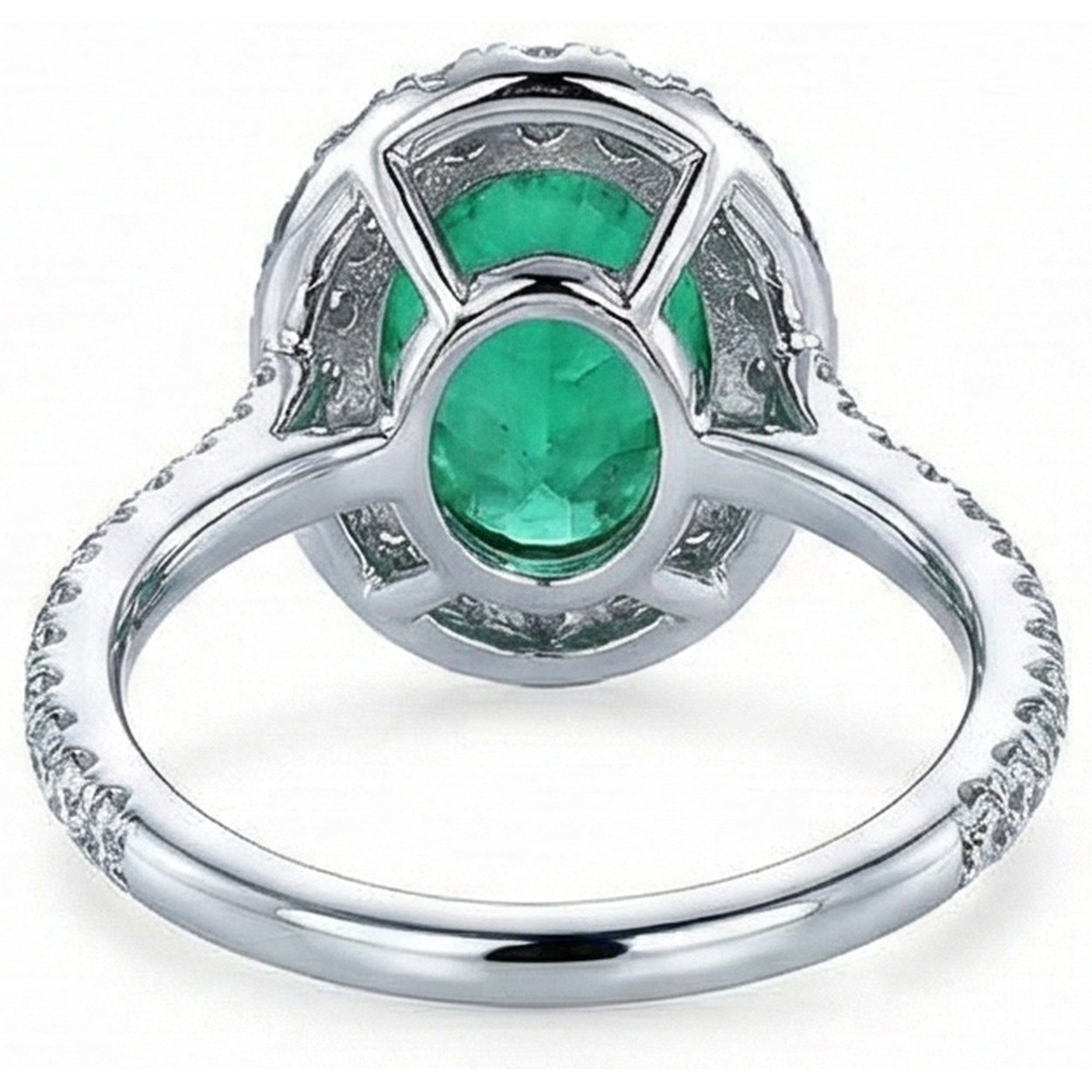 5.75 Carats Natural Earth Mined DIAMOND ( NOT LAB GROWN ) With Green Emerald Ring White Gold 14K