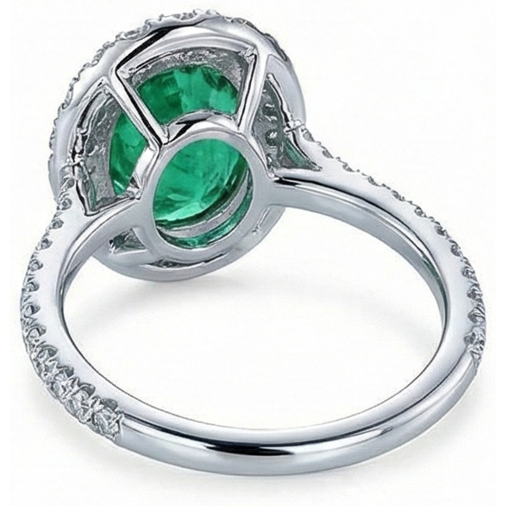 5.75 Carats Natural Earth Mined DIAMOND ( NOT LAB GROWN ) With Green Emerald Ring White Gold 14K