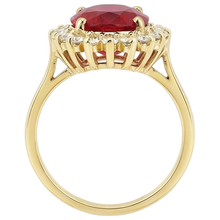 5.75 Carats Red Ruby And Natural Earth Mined Diamonds Ring Yellow Gold 14K