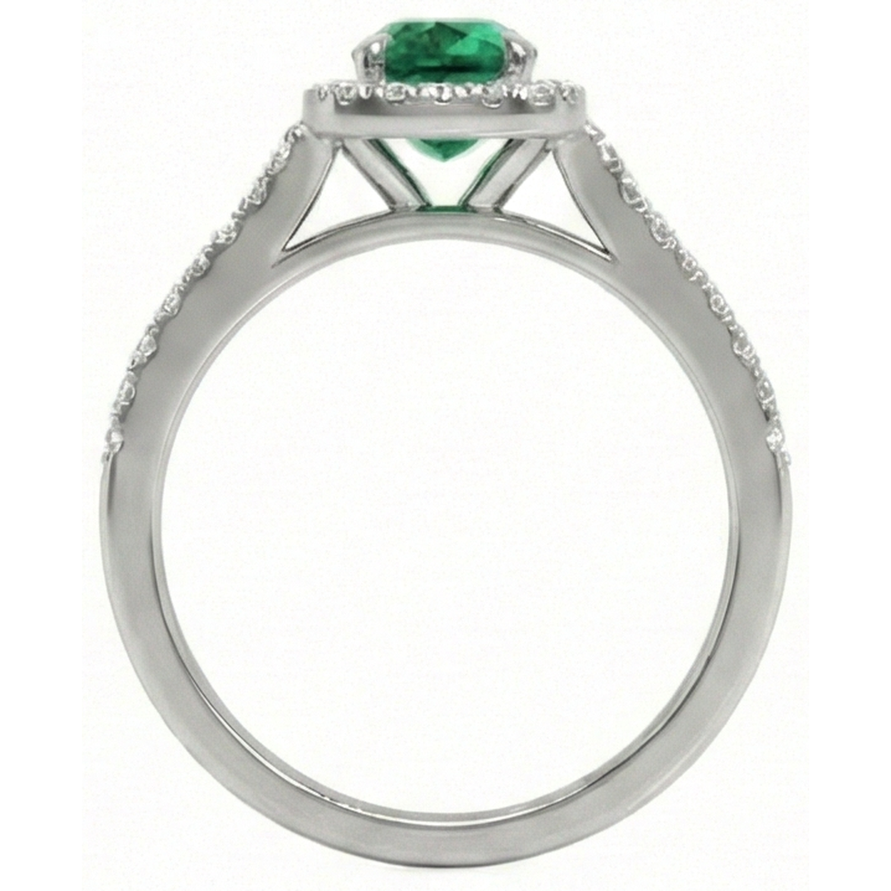 natural round emerald 5.75ct ring profile view