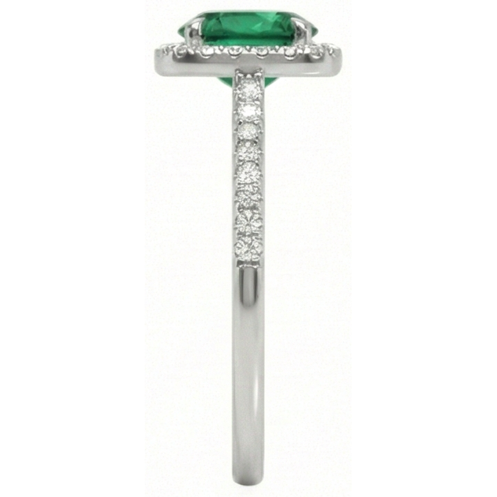 natural round emerald 5.75ct ring top view