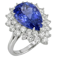 5.75 Ct Pear Tanzanite With Natural Earth Mined Diamonds Ring White Gold