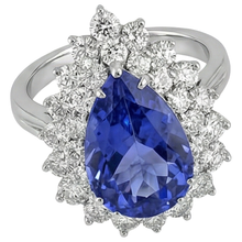 5.75 Ct Pear Tanzanite With Natural Earth Mined Diamonds Ring White Gold