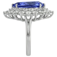 5.75 Ct Pear Tanzanite With Natural Earth Mined Diamonds Ring White Gold
