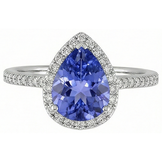 natural round tanzanite 5.75ct ring side angle
