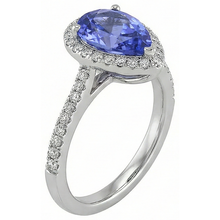 natural round tanzanite 5.75ct ring top view