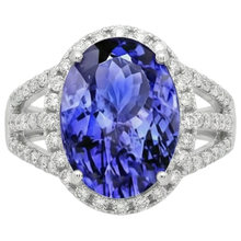 5.80 Carats Oval Tanzanite & Round Natural Earth Mined DIAMOND ( NOT LAB GROWN ) Fancy Ring White Gold 14K