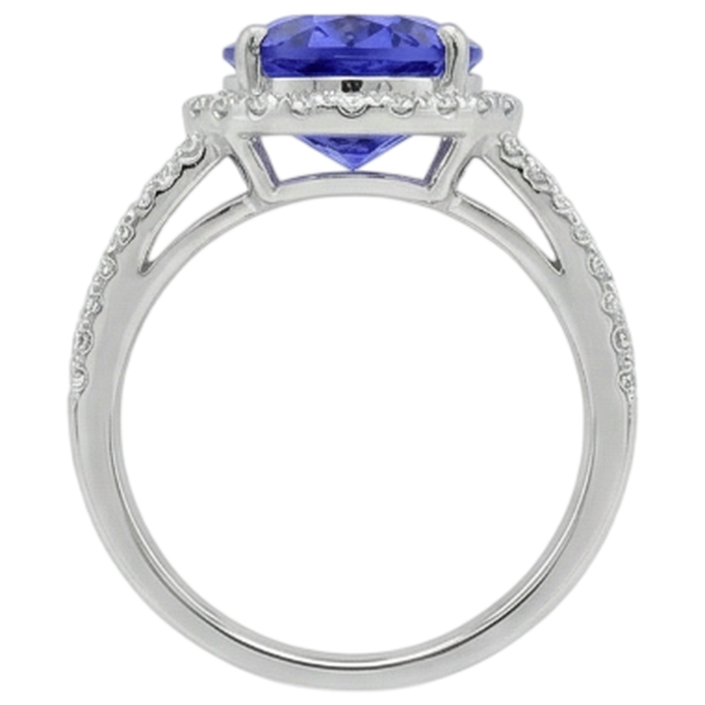 5.80 Carats Oval Tanzanite & Round Natural Earth Mined DIAMOND ( NOT LAB GROWN ) Fancy Ring White Gold 14K