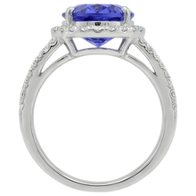 5.80 Carats Oval Tanzanite & Round Natural Earth Mined DIAMOND ( NOT LAB GROWN ) Fancy Ring White Gold 14K