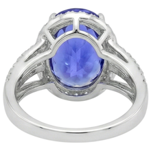 5.80 Carats Oval Tanzanite & Round Natural Earth Mined DIAMOND ( NOT LAB GROWN ) Fancy Ring White Gold 14K