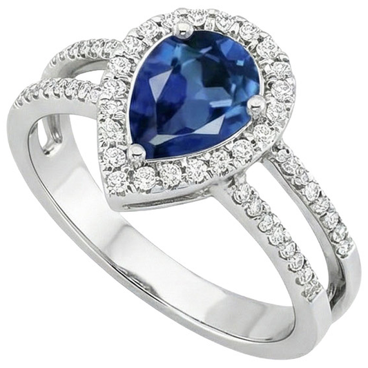 natural round sapphire 5.80ct ring front view