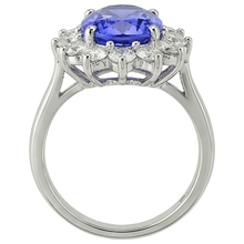 5.80 Ct Blue Tanzanite With White Natural Earth Mined Diamonds Ring Gold