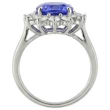 5.80 Ct Blue Tanzanite With White Natural Earth Mined Diamonds Ring Gold