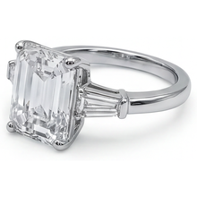 5.80 Ct. Emerald & Baguettes Real Natural Earth Mined Diamond 3 Stone Ring White Gold New