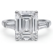 5.80 Ct. Emerald & Baguettes Real Natural Earth Mined Diamond 3 Stone Ring White Gold New