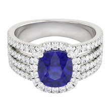 5.80 Ct Prong Ceylon Blue Sapphire Natural Earth Mined DIAMOND ( NOT LAB GROWN )s Fancy Ring White Gold 14K
