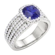 5.80 Ct Prong Ceylon Blue Sapphire Natural Earth Mined DIAMOND ( NOT LAB GROWN )s Fancy Ring White Gold 14K