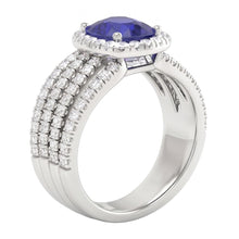 5.80 Ct Prong Ceylon Blue Sapphire Natural Earth Mined DIAMOND ( NOT LAB GROWN )s Fancy Ring White Gold 14K