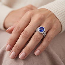 5.80 Ct Prong Ceylon Blue Sapphire Natural Earth Mined DIAMOND ( NOT LAB GROWN )s Fancy Ring White Gold 14K