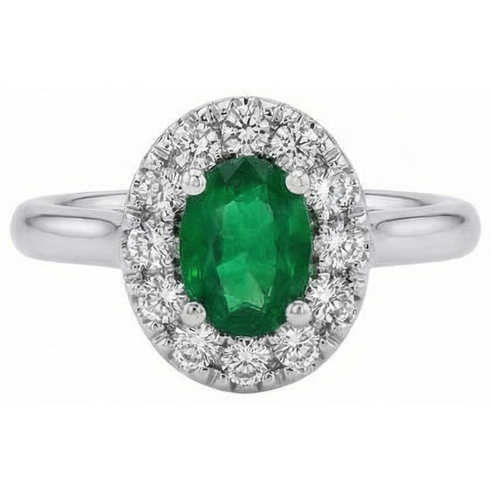 5.90 Carats Green Emerald And Natural Earth Mined Diamonds Wedding Ring White Gold 14K