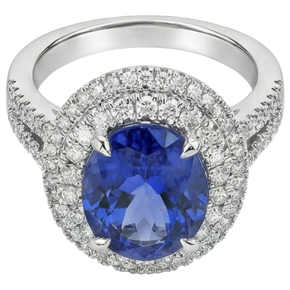 natural round tanzanite 5.90ct ring lifestyle photo
