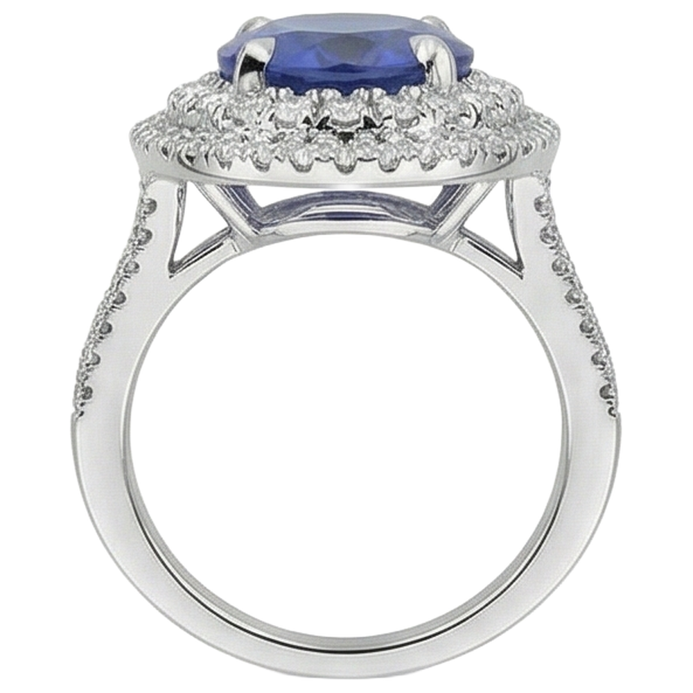 natural round tanzanite 5.90ct ring profile view