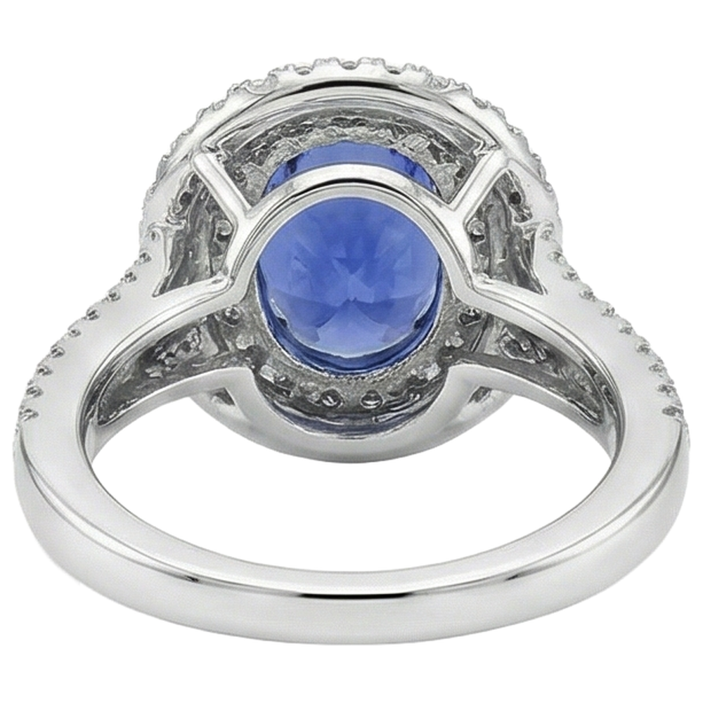 natural round tanzanite 5.90ct ring back view