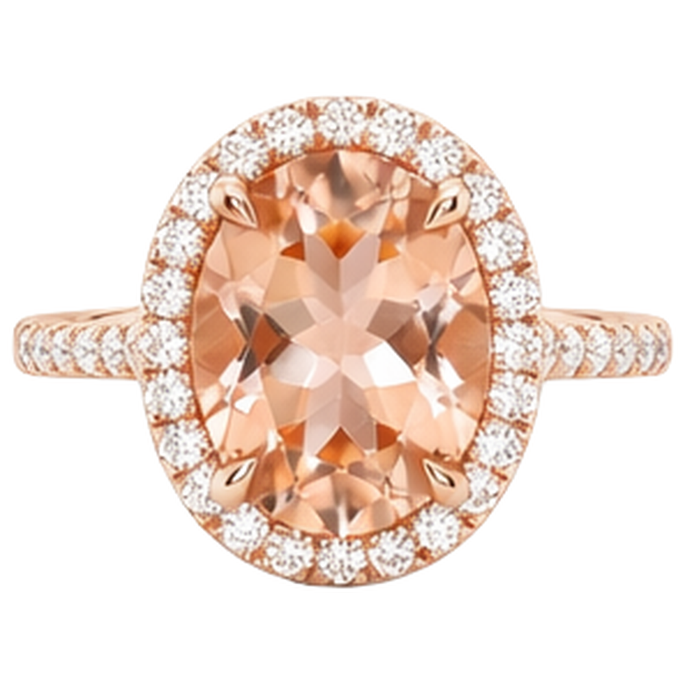 natural round morganite 5.95ct ring side angle