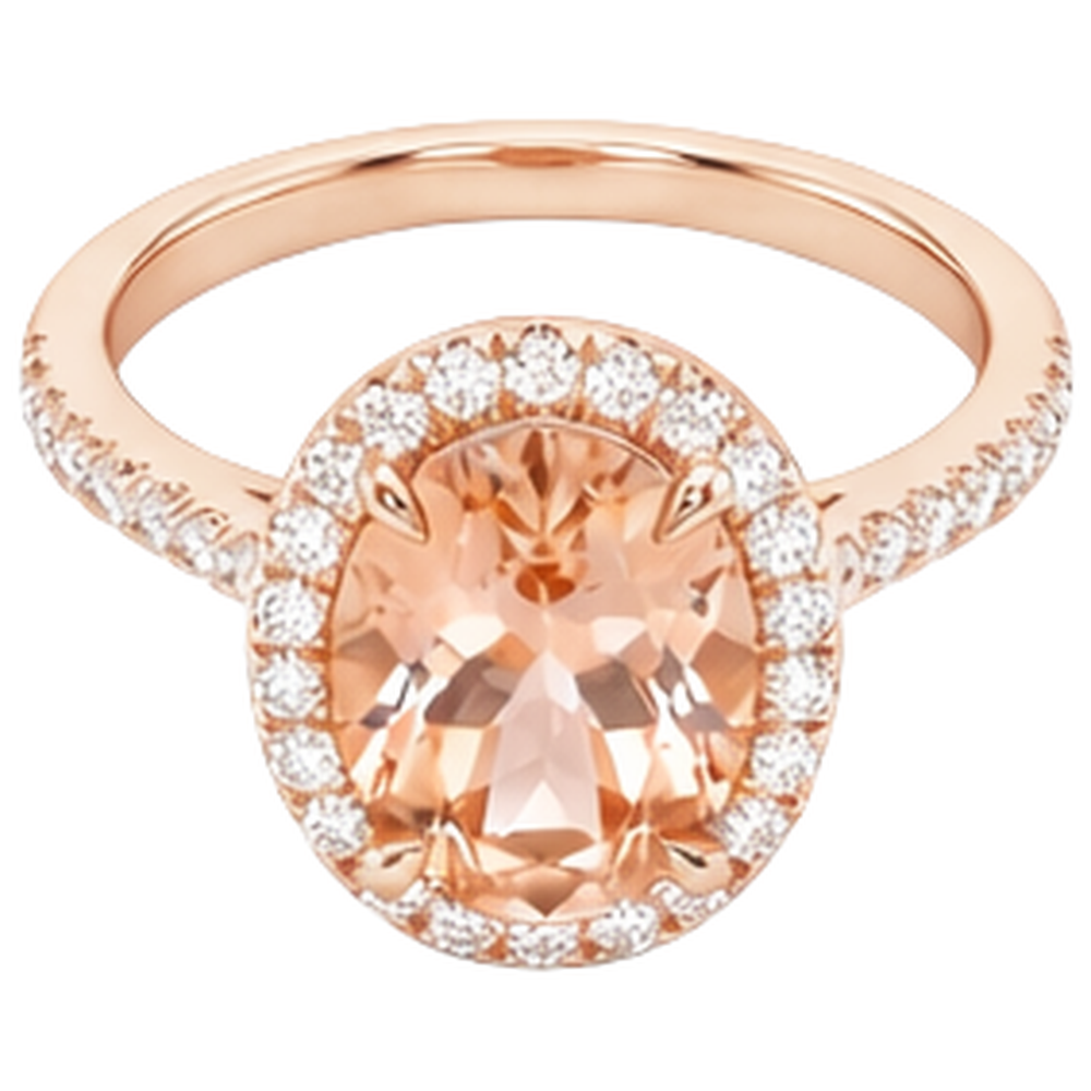 natural round morganite 5.95ct ring close up detail