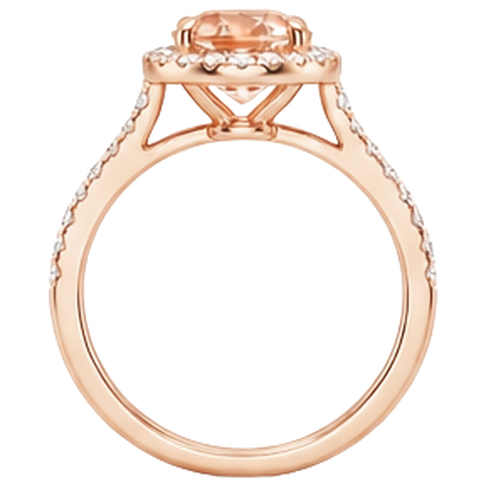 natural round morganite 5.95ct ring on white background