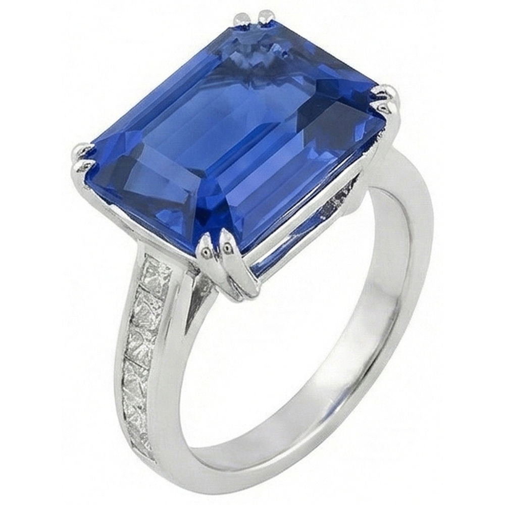 5 Carat Ceylon Emerald Sapphire Natural Earth Mined Diamond Ring