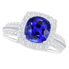 5 Carat Cushion Halo Sapphire Ring