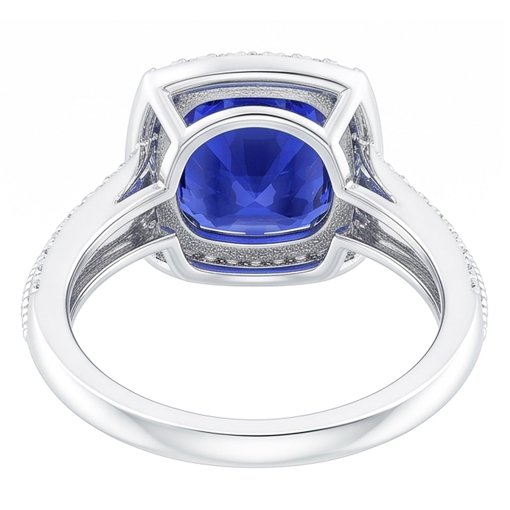 5 Carat Cushion Halo Sapphire Ring
