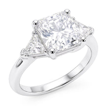 5 Carat Radiant Natural Earth Mined Diamond Three Stone Ring