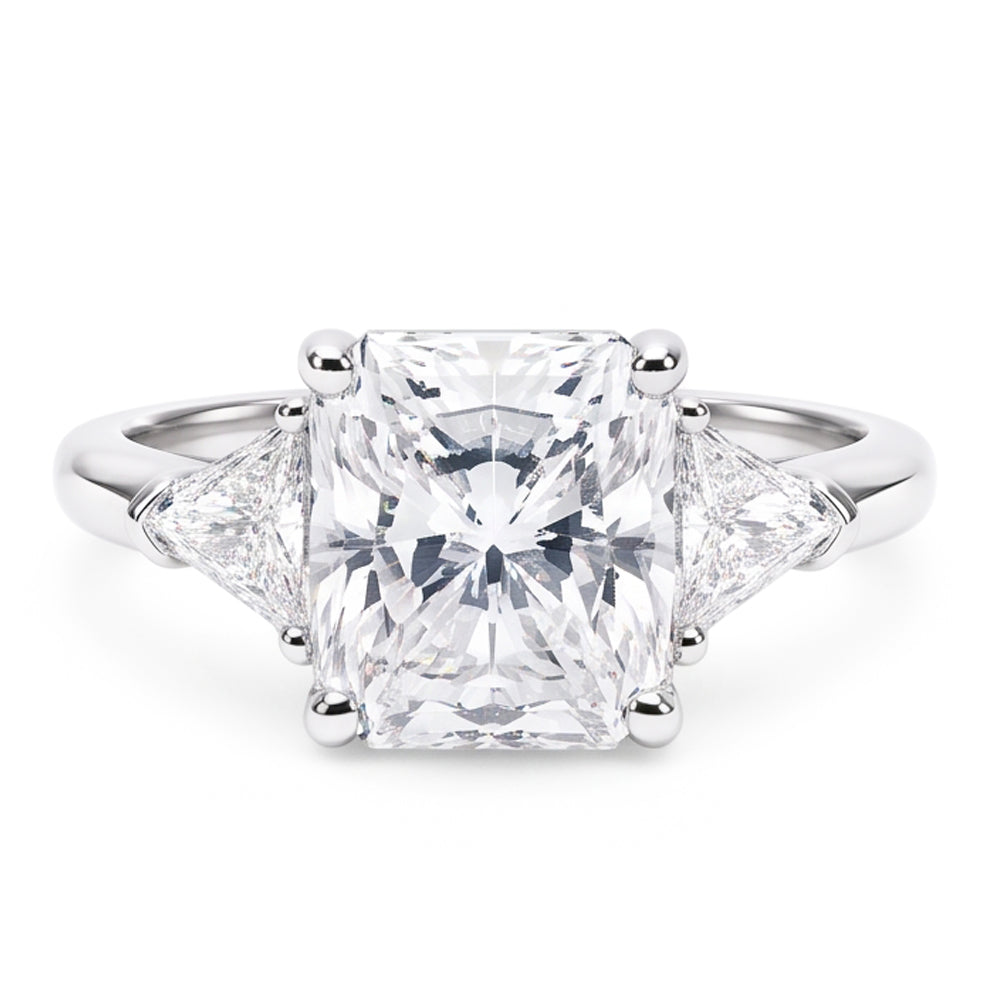 5 Carat Radiant Natural Earth Mined Diamond Three Stone Ring