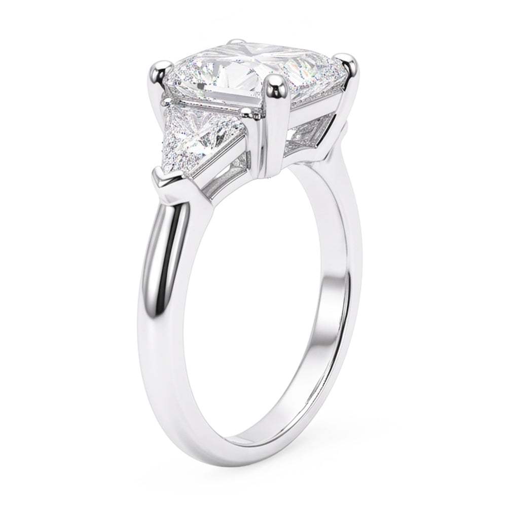 5 Carat Radiant Natural Earth Mined Diamond Three Stone Ring