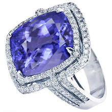 5 Carat Ring Tanzanite Cushion Natural Earth Mined Diamonds Solid White Gold