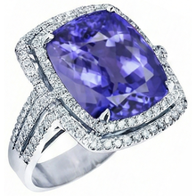 5 Carat Ring Tanzanite Cushion Natural Earth Mined Diamonds Solid White Gold