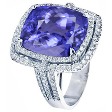 5 Carat Ring Tanzanite Cushion Natural Earth Mined Diamonds Solid White Gold