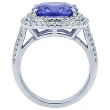 5 Carat Ring Tanzanite Cushion Natural Earth Mined Diamonds Solid White Gold