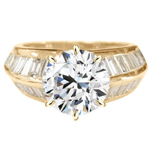 5 Carat Round Real Natural Earth Mined Diamond Women's Ring With Knife Edge Baguette Accents