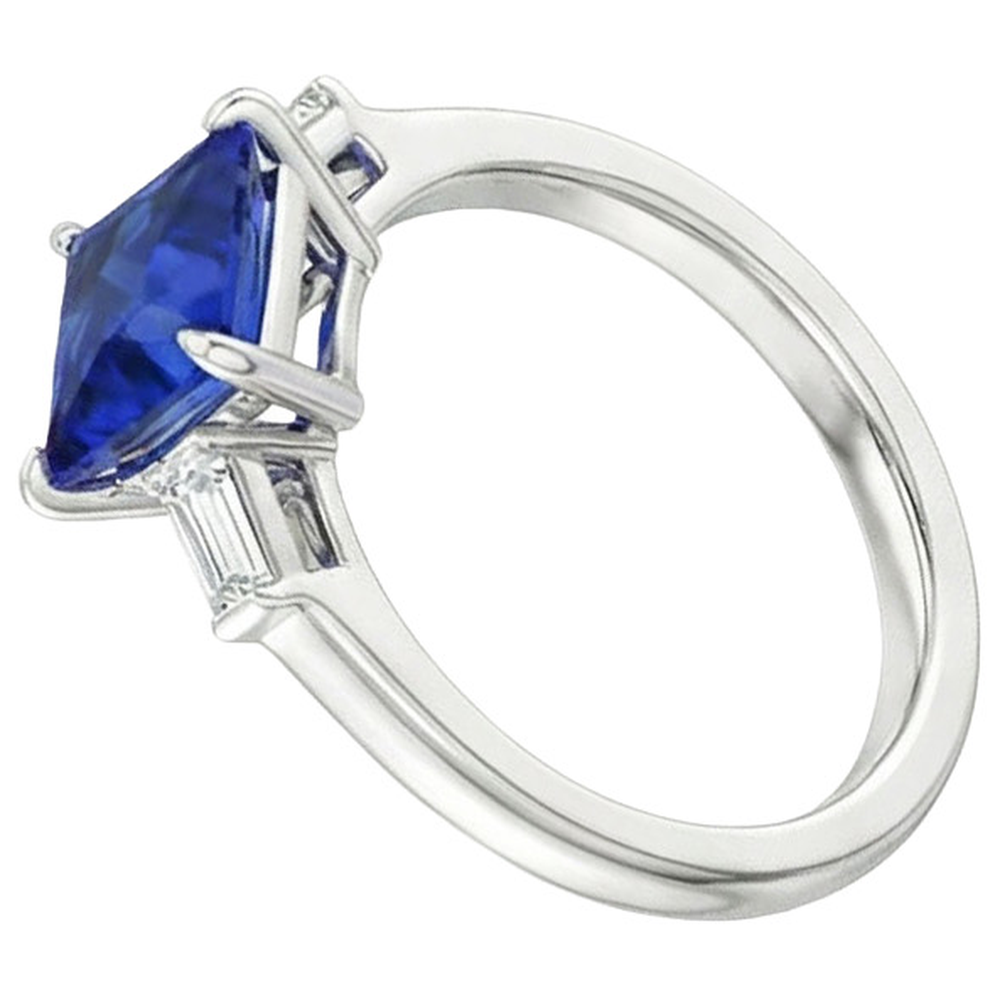 5 Carat Sapphire And Natural Earth Mined Diamond Engagement Ring